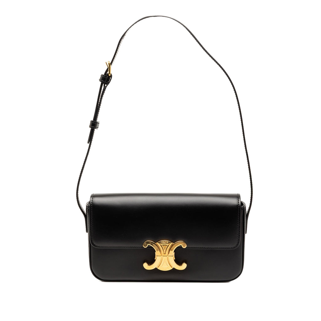Shiny Calfskin Triomphe Claude Shoulder Bag