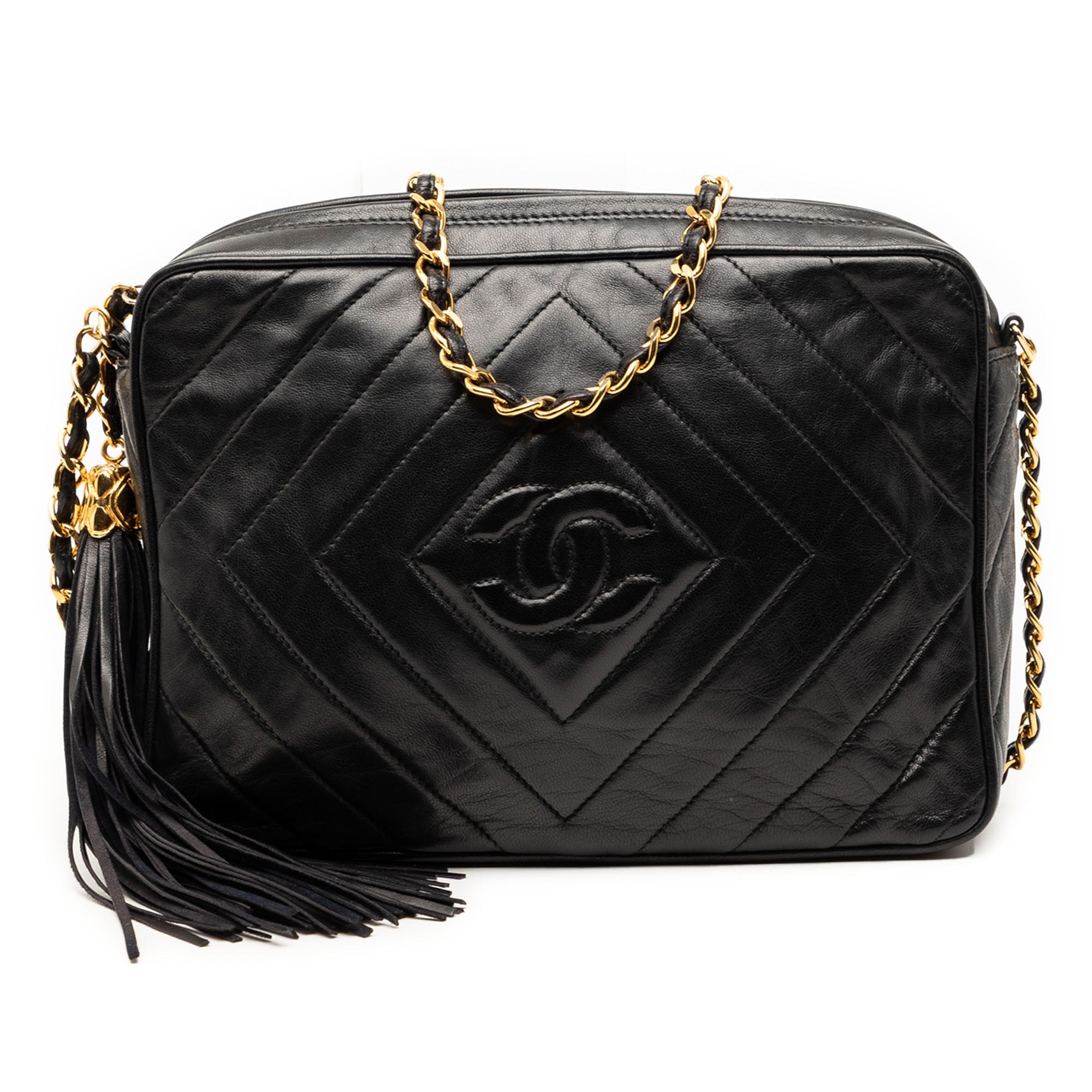 CC Diamond Quilted Lambskin Tassel Camera Bag