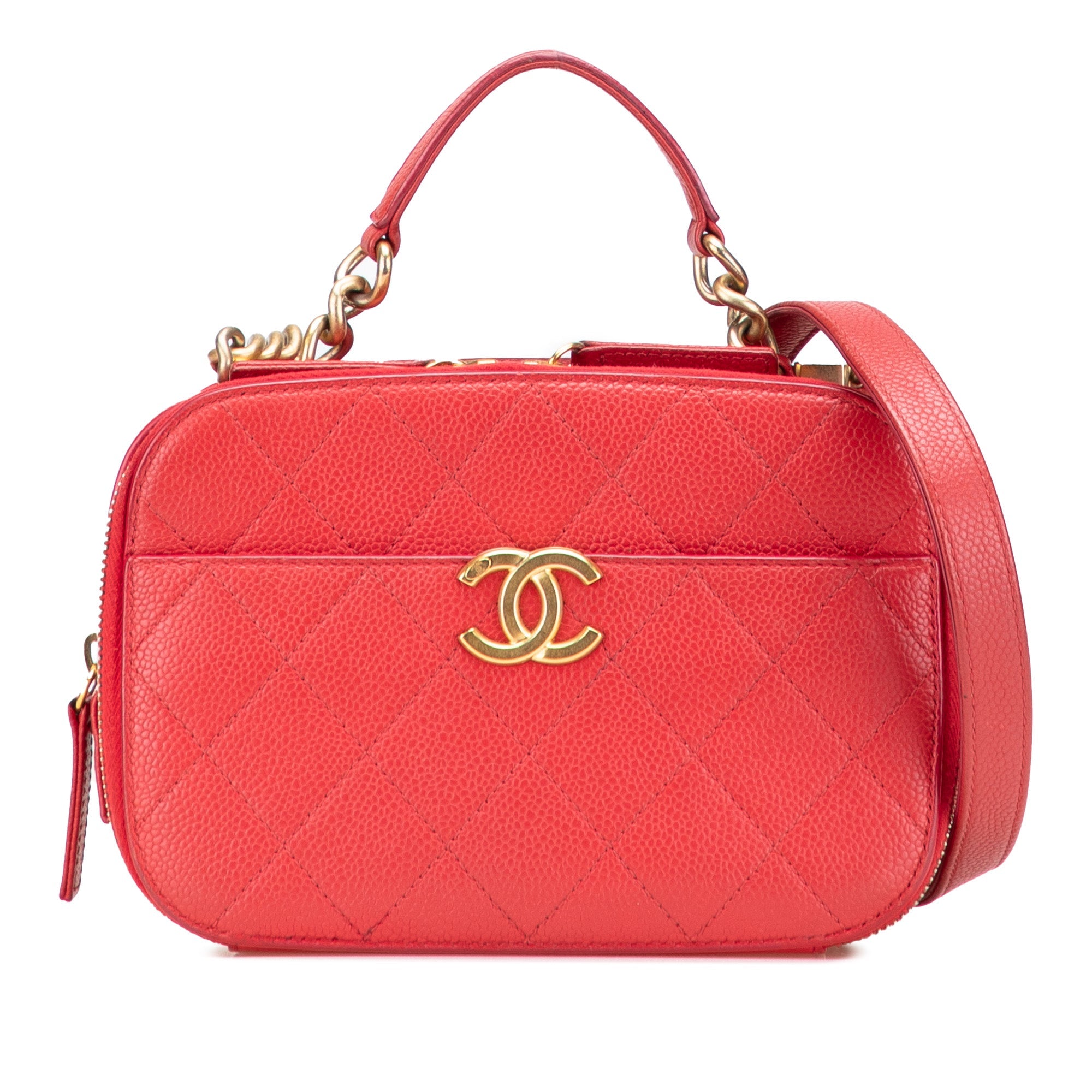 Small Quilted Caviar Top Handle Camera Bag