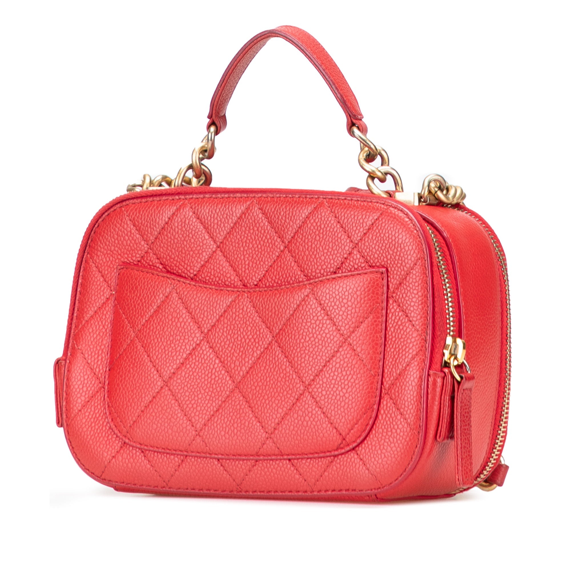Small Quilted Caviar Top Handle Camera Bag