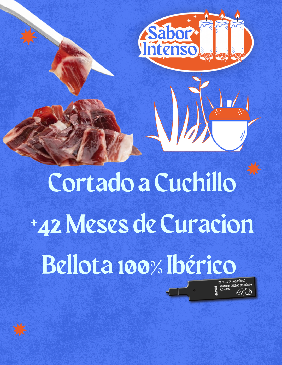 Sobre 80gr Jamón de Bellota 100% Ibérico +42 Meses |  a Cuchillo