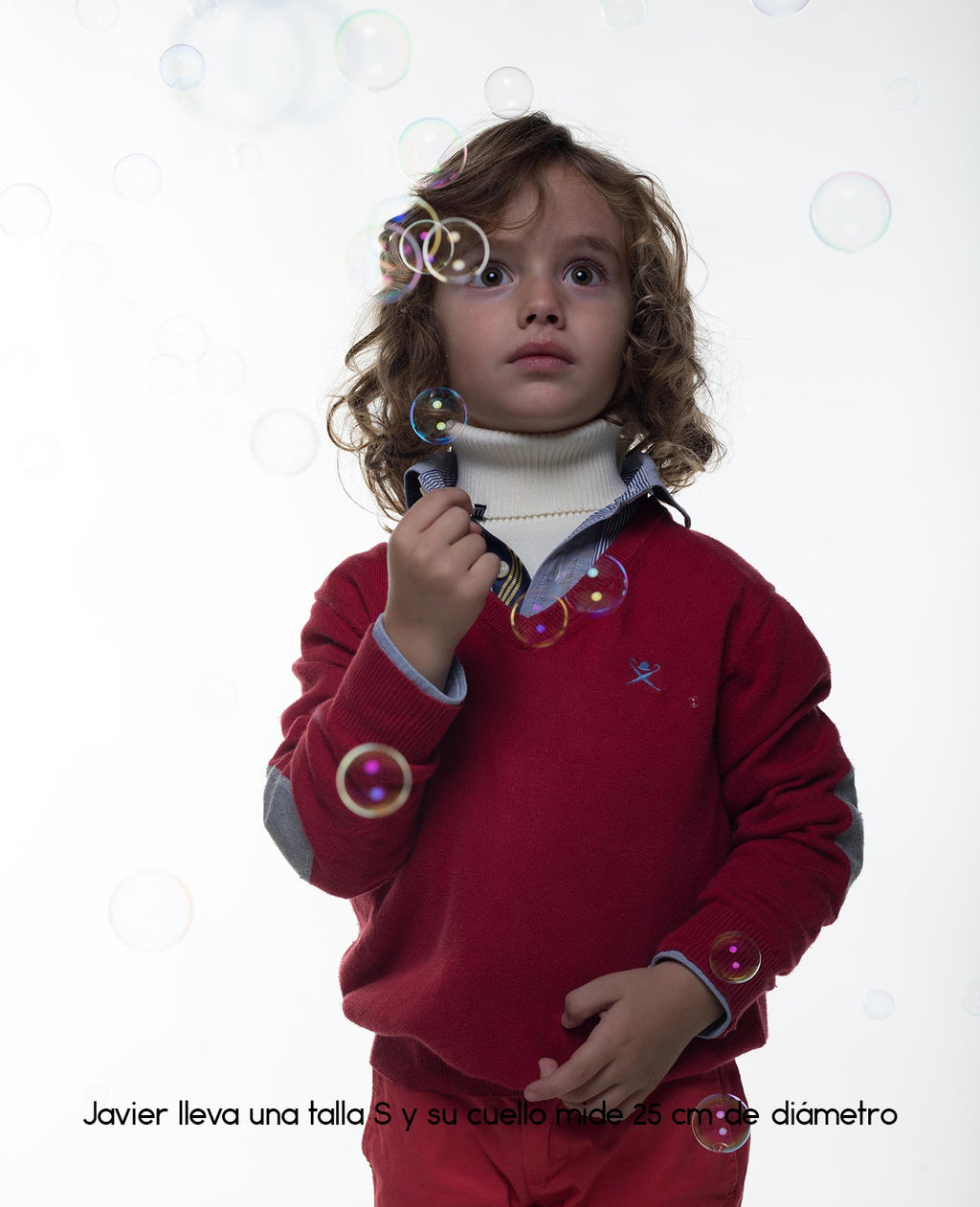 Jersey de cuello vuelto minimo blanco niño