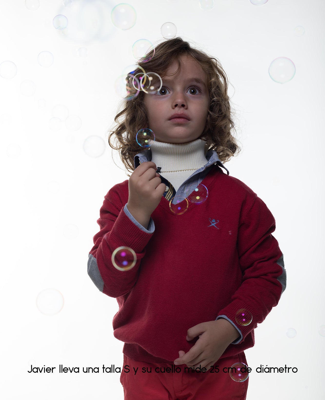 Jersey de cuello vuelto minimo blanco niño
