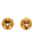 Gold Plated Rhinestone Quilted Round Clip On Earrings