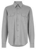 Tom Ford Military-Inspired Silk-Cotton Blend Shirt — Gray