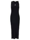 J.w.anderson Logo-Embroidered Ribbed Dress — Black
