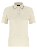 Fabiana Filippi Crystal-Embellished Collar Polo Shirt — Cream