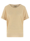 Herno Striped Lyocell-Cotton T-shirt — Gold