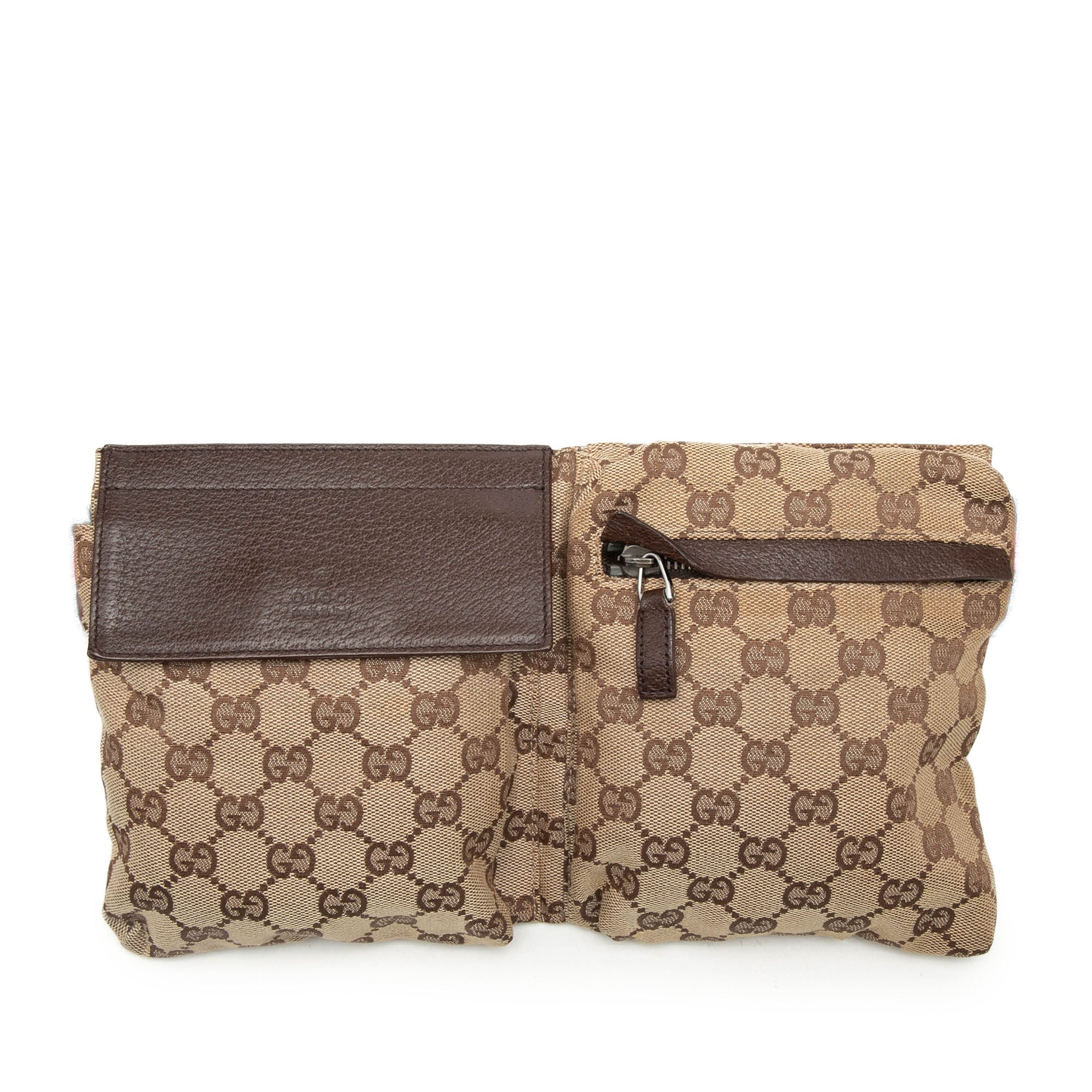GG Canvas Web Double Pocket Belt Bag