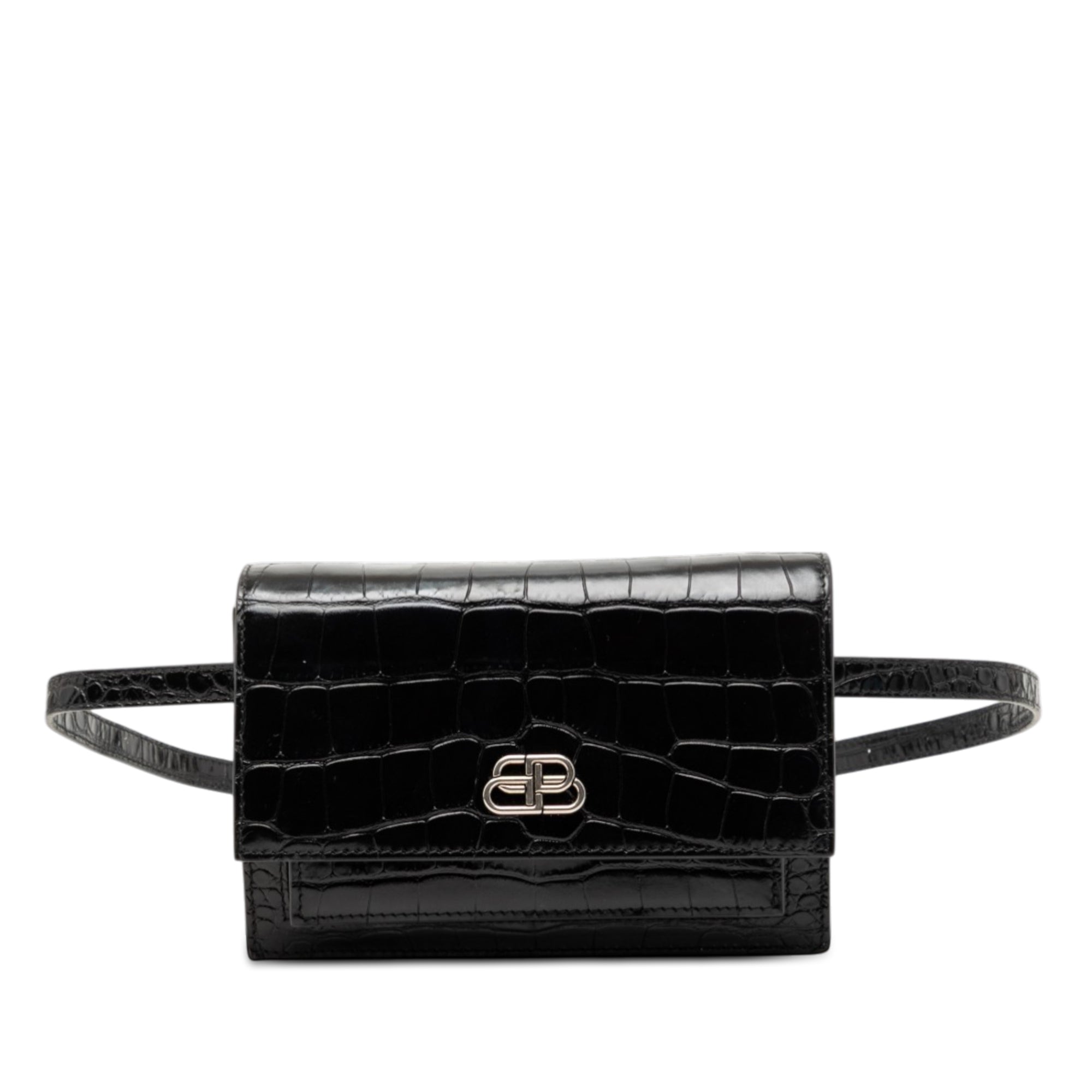 Croc Embossed Leather Sharp Belt Bag XS