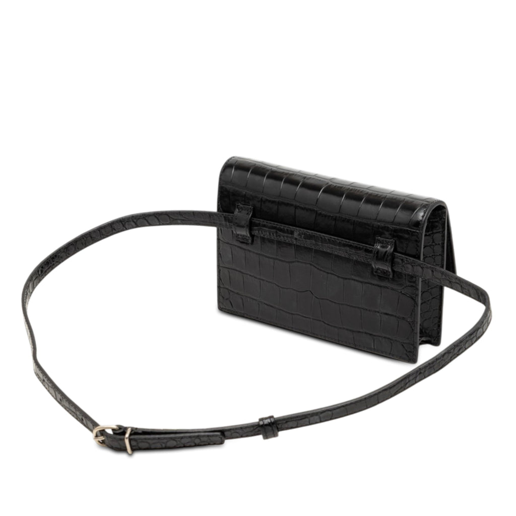 Croc Embossed Leather Sharp Belt Bag XS