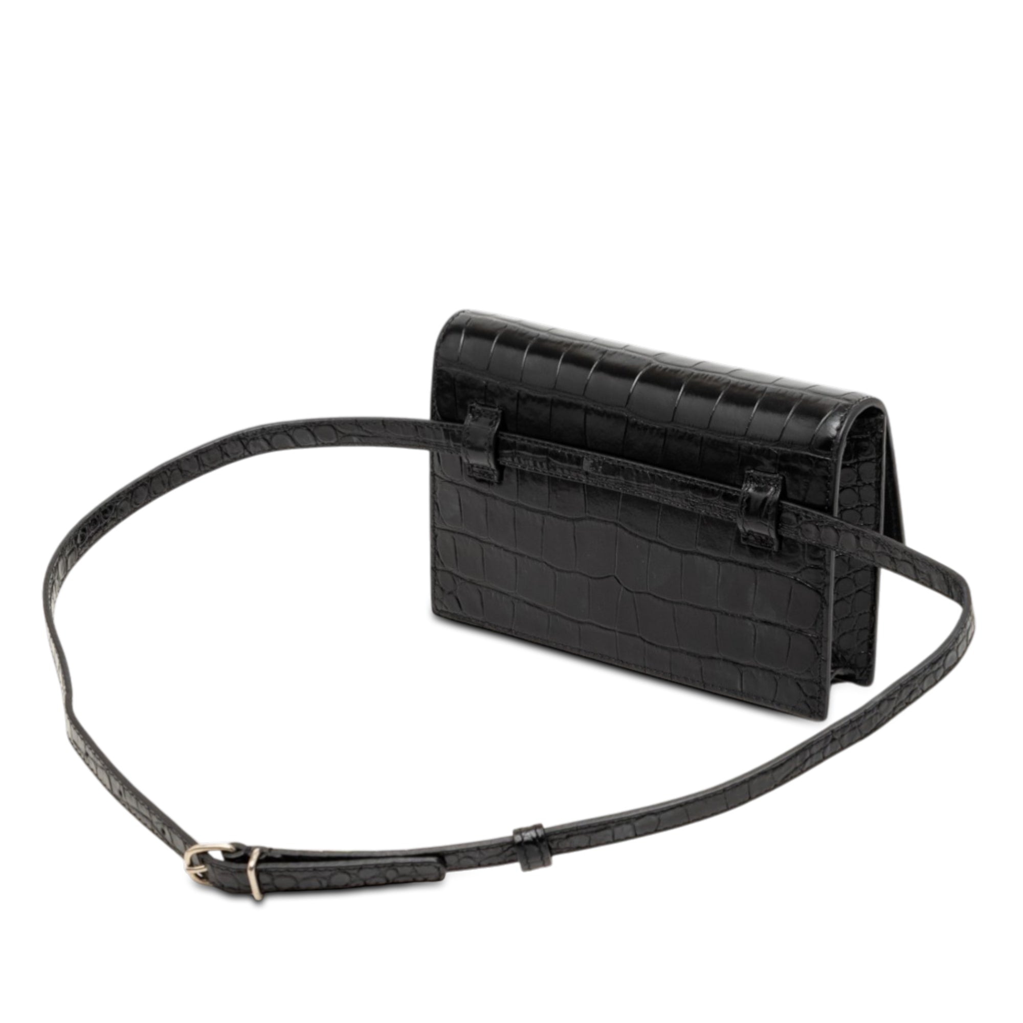Croc Embossed Leather Sharp Belt Bag XS