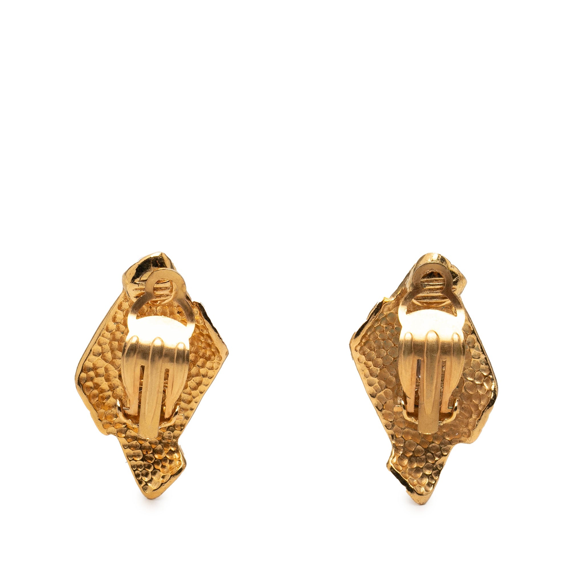 Gold Plated Logo Diamond Clip On Earrings