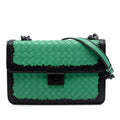 Bicolor Nappa Intrecciato Double Flap Shoulder Bag