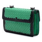Bicolor Nappa Intrecciato Double Flap Shoulder Bag