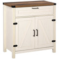 Farmhouse Sideboard with Rustic Barn Door & Drawer, White