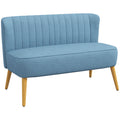 46" Armless Fabric Loveseat with Rubber Wood Legs, Blue