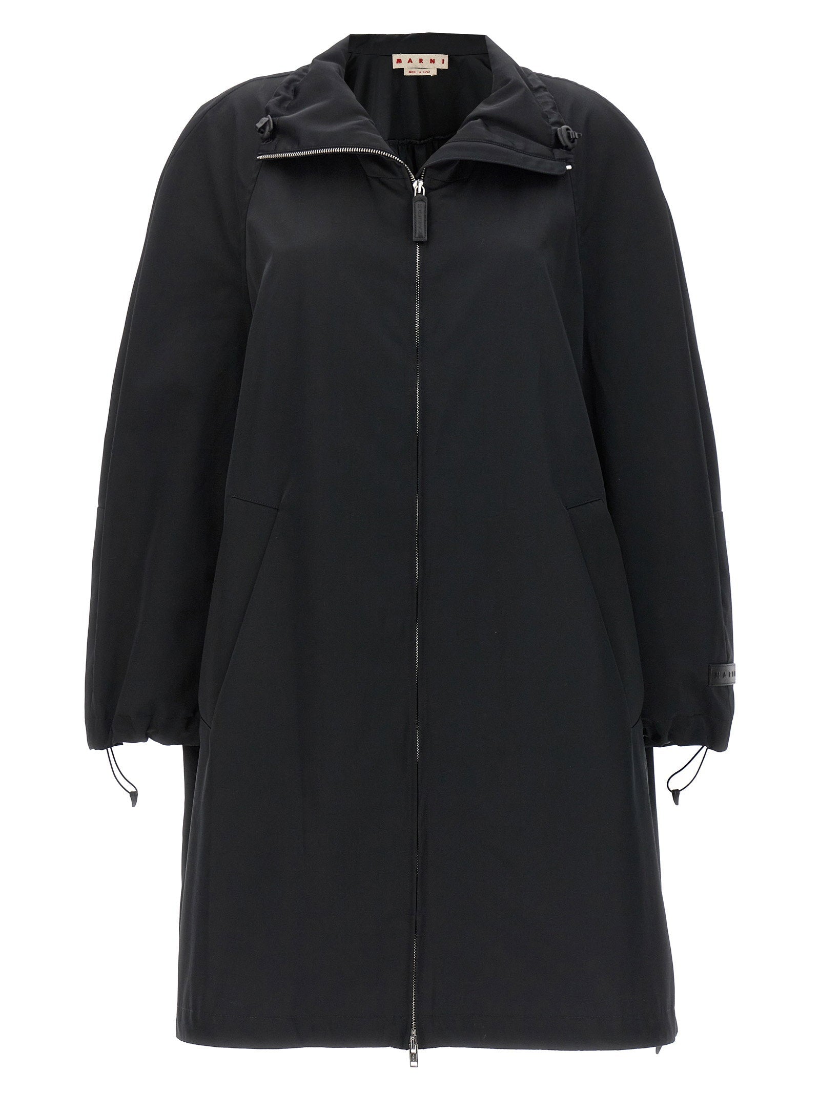 Marni Satin Parka Coat — Black