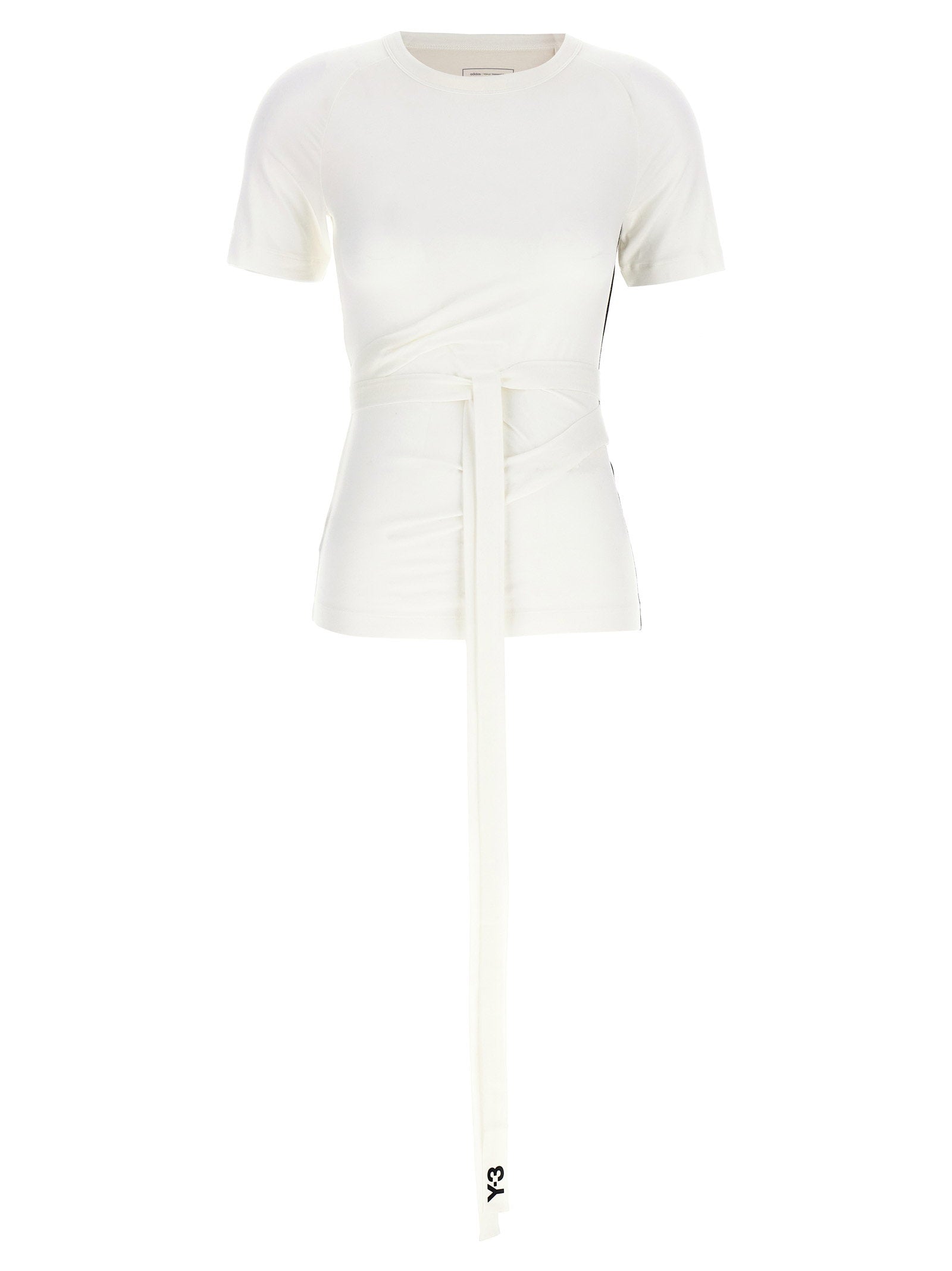 Y-3 Stretch Lyocell with Tie Waist T-Shirt — Cream