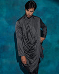 Charcoal Gray Long Cowl Set By KYNAH, Luxury Indian Fashion & Bridal Wear