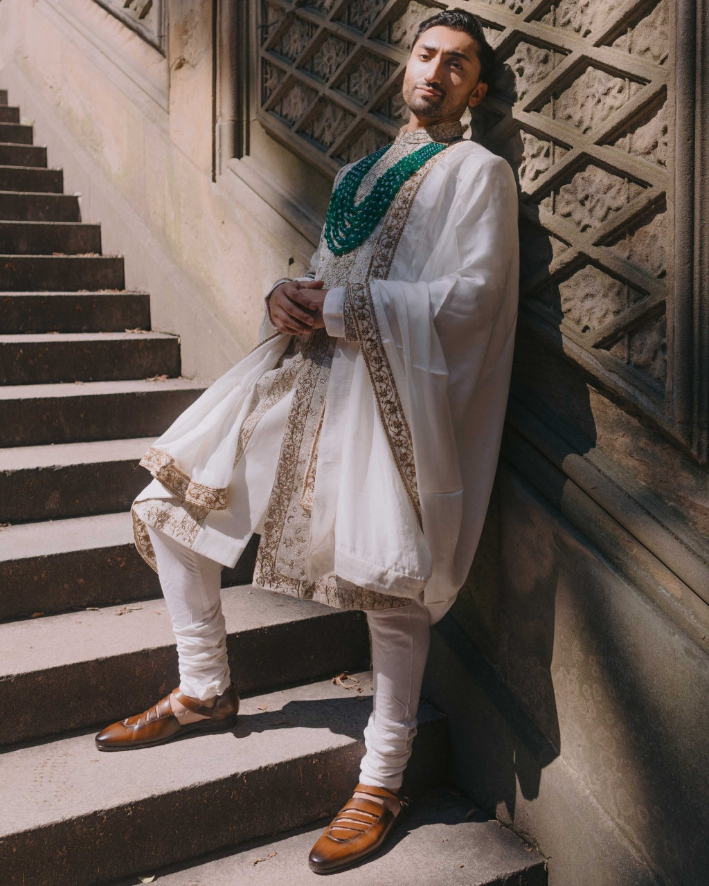 Moonlit Pearl Sherwani Set By KYNAH, Luxury Indian Fashion & Bridal Wear