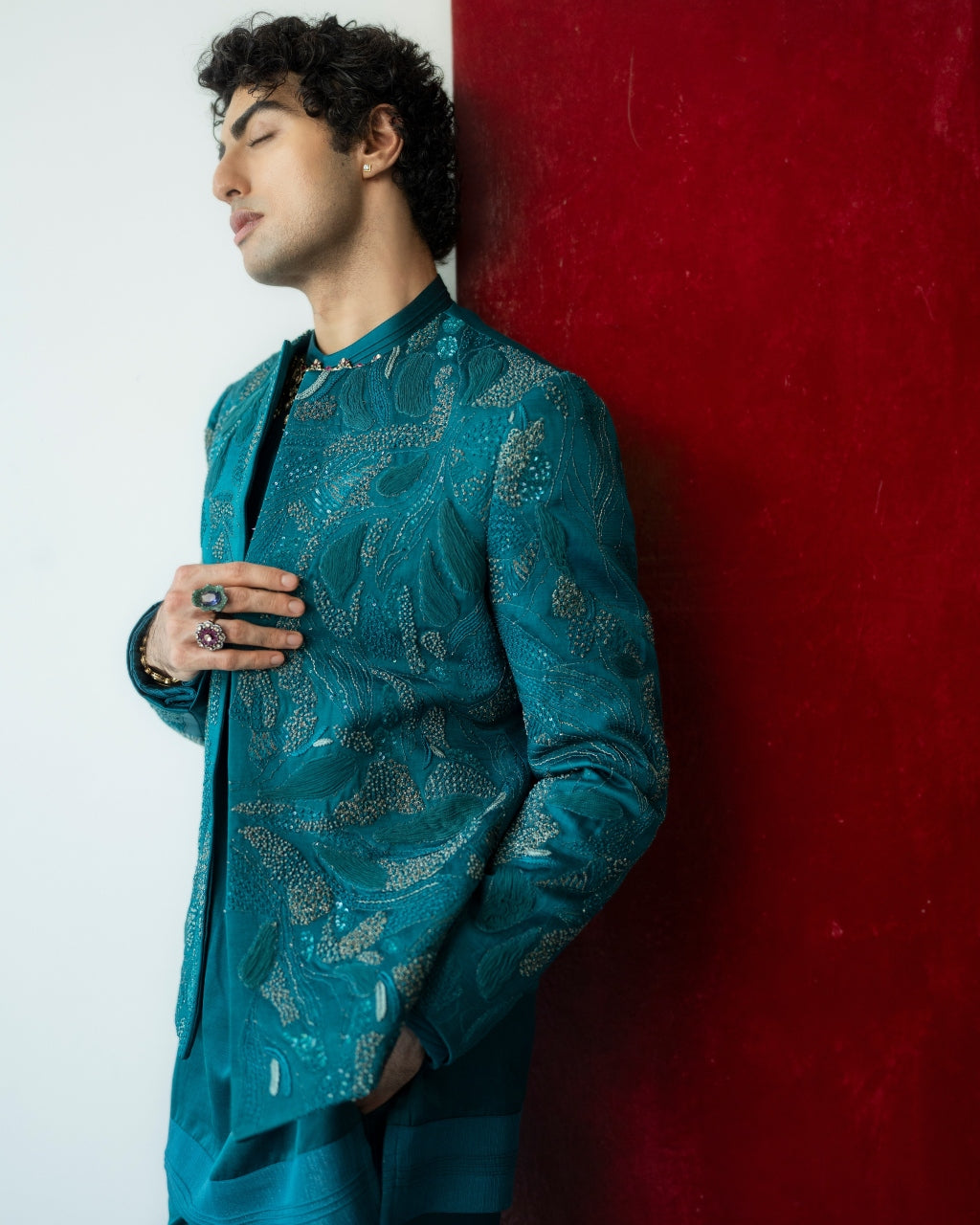 Jade Tamarisk Short Jacket Set By KYNAH, Luxury Indian Fashion & Bridal Wear