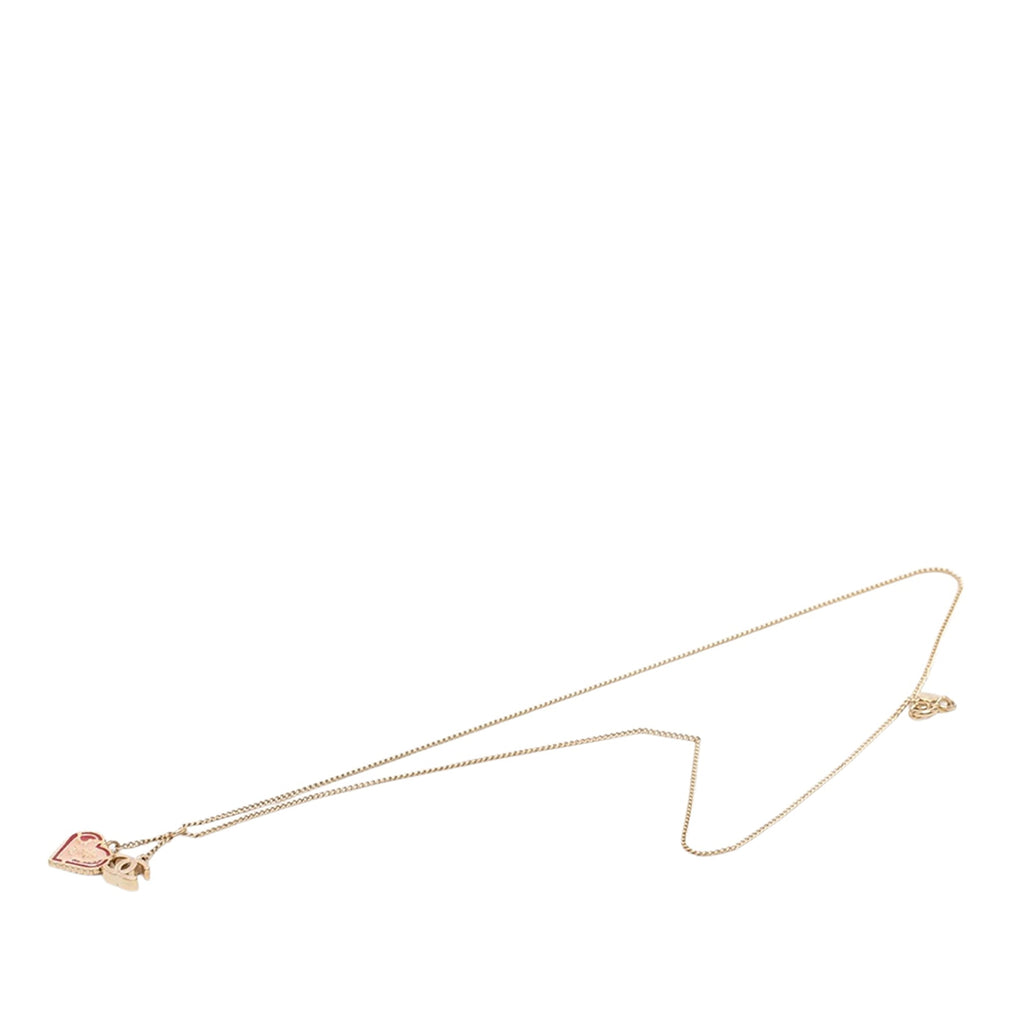 CC Gold Plated Laquered Heart Pendant Necklace