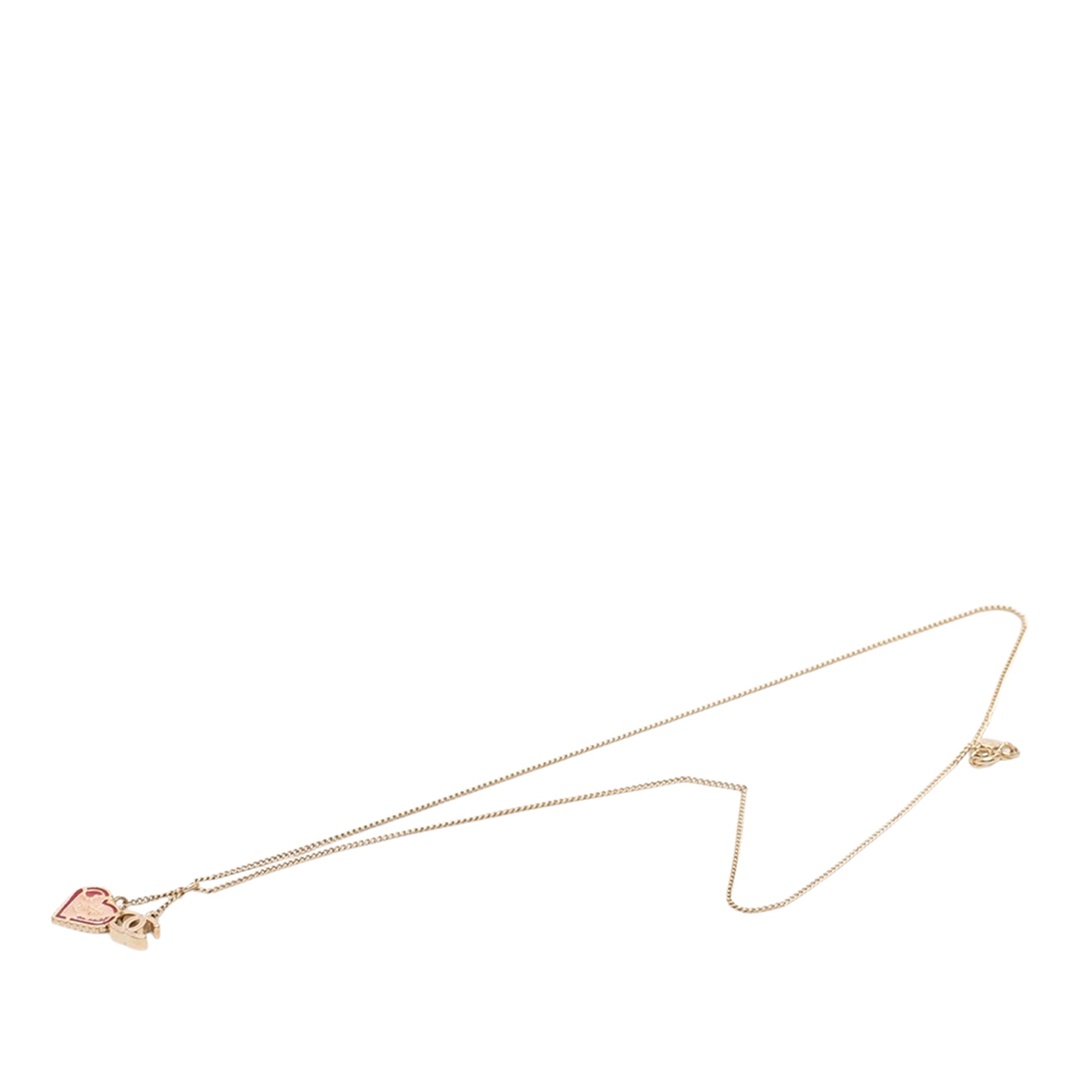CC Gold Plated Laquered Heart Pendant Necklace