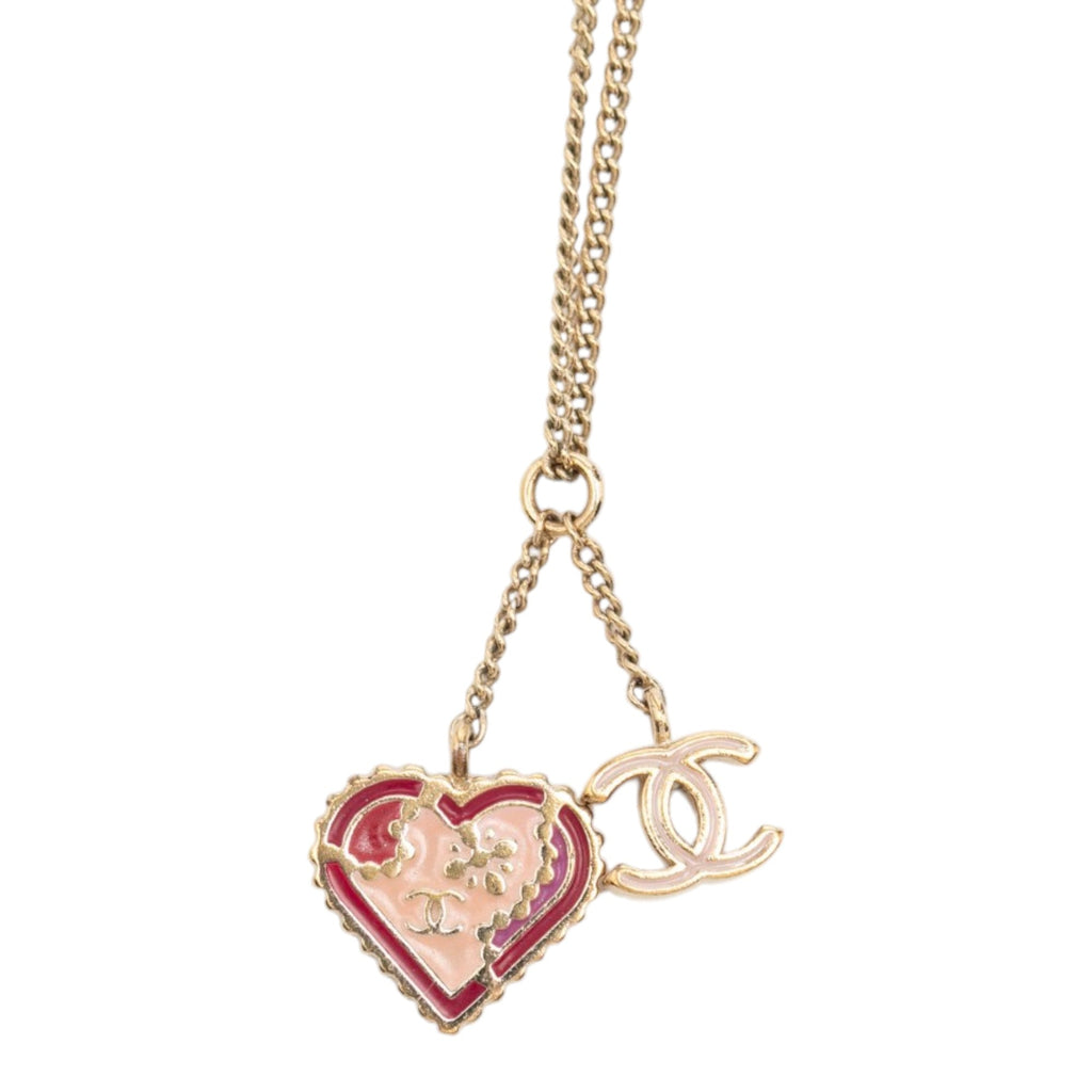 CC Gold Plated Laquered Heart Pendant Necklace