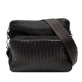 Nappa Intrecciato Trimmed Canvas Messenger Bag