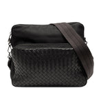 Nappa Intrecciato Trimmed Canvas Messenger Bag