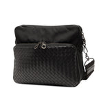 Nappa Intrecciato Trimmed Canvas Messenger Bag