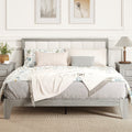 Queen Size Bed Frame with Upholstered Headboard, No Box Spring Needed, Easy Assembly, Gray