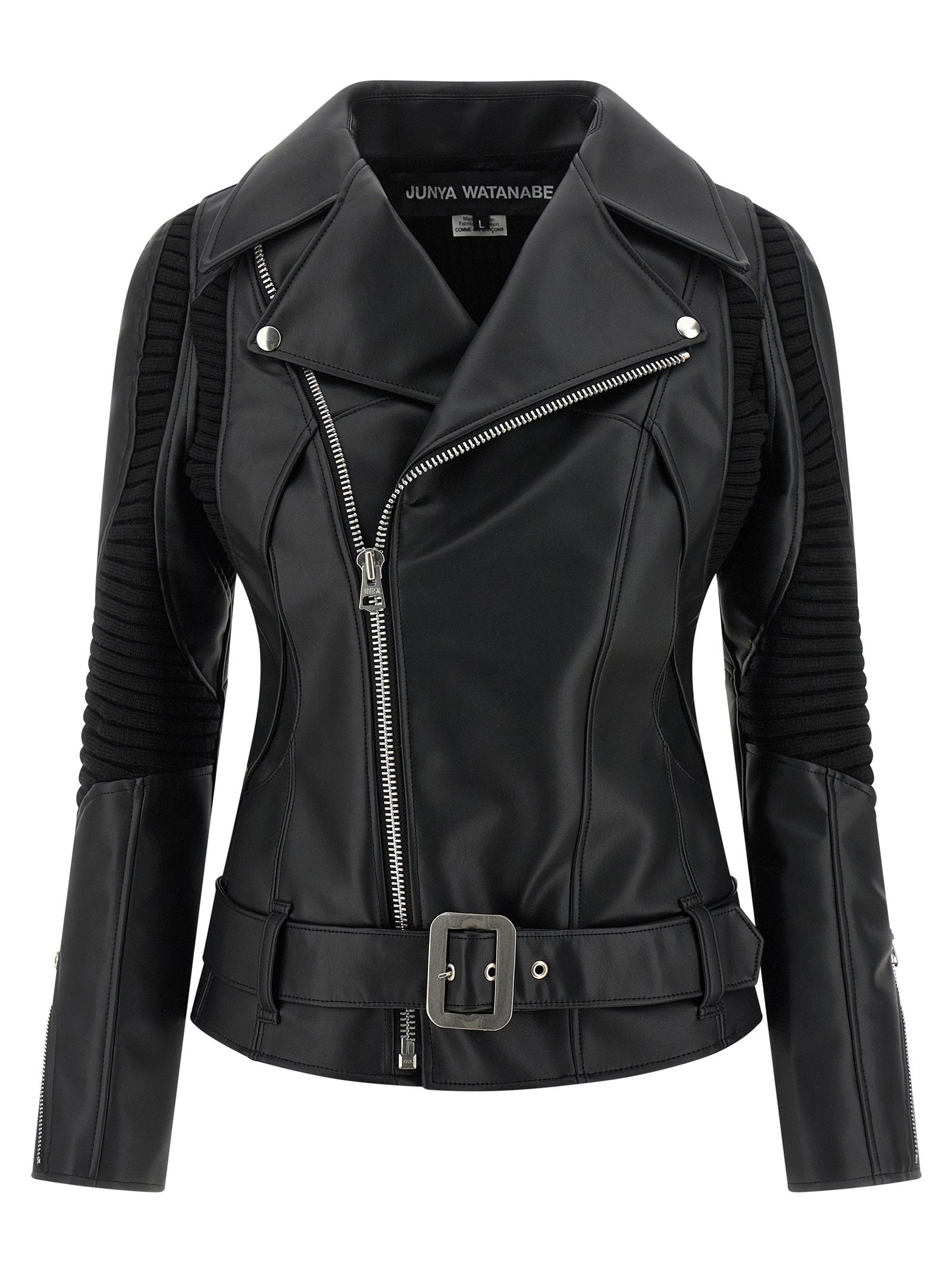 Junya Watanabe Knitted Insert Leather Jacket — Black