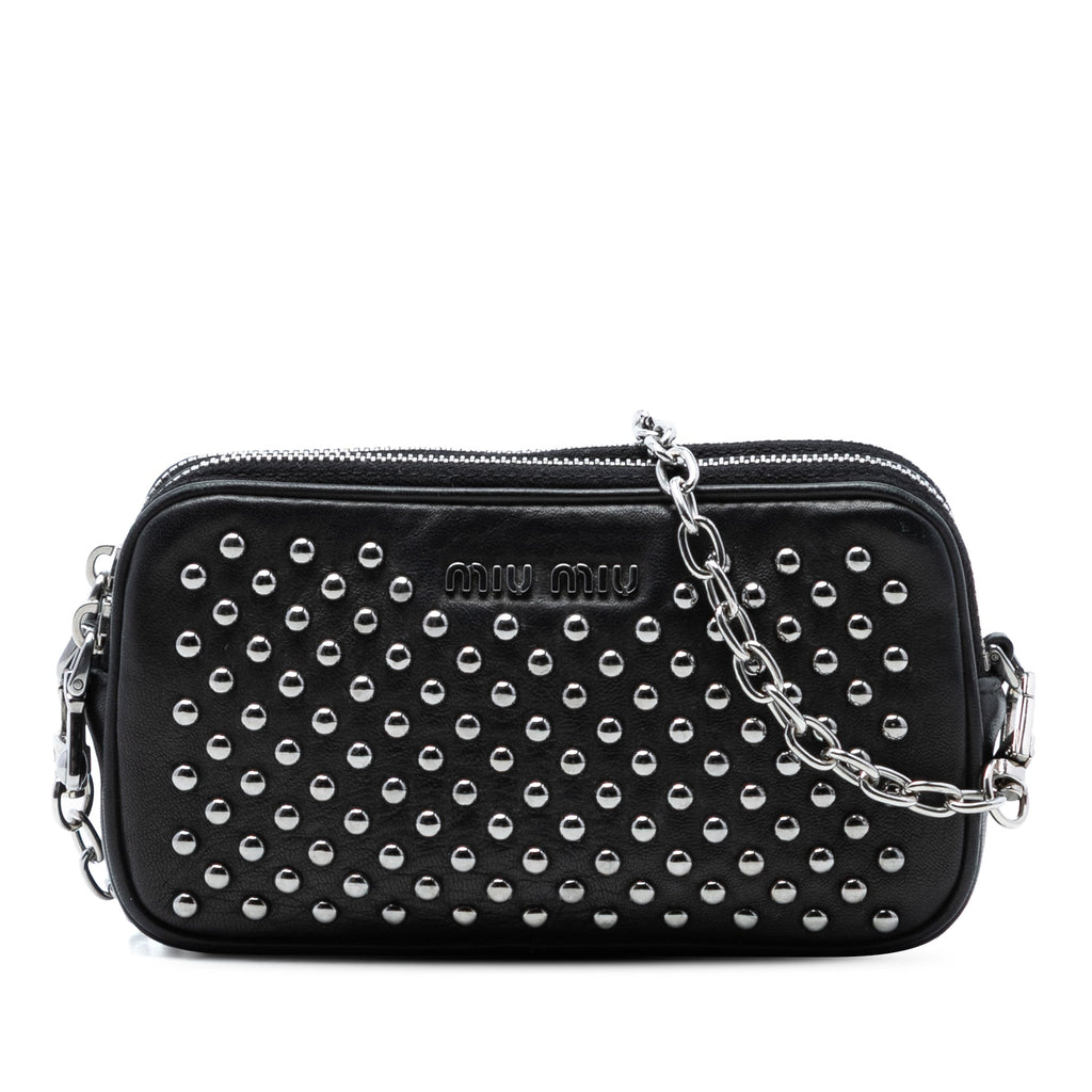 Studded Leather Double Zip Crossbody