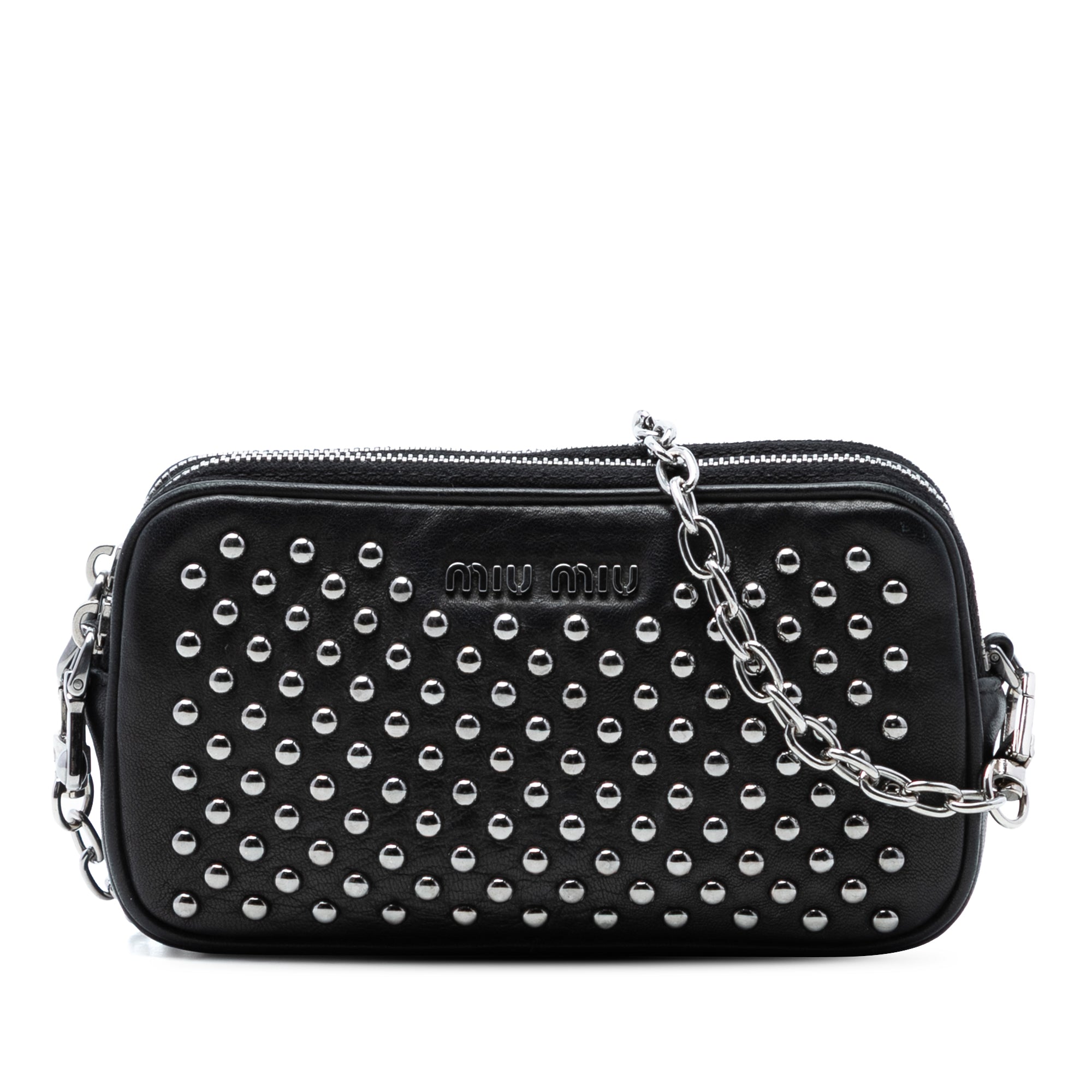 Studded Leather Double Zip Crossbody