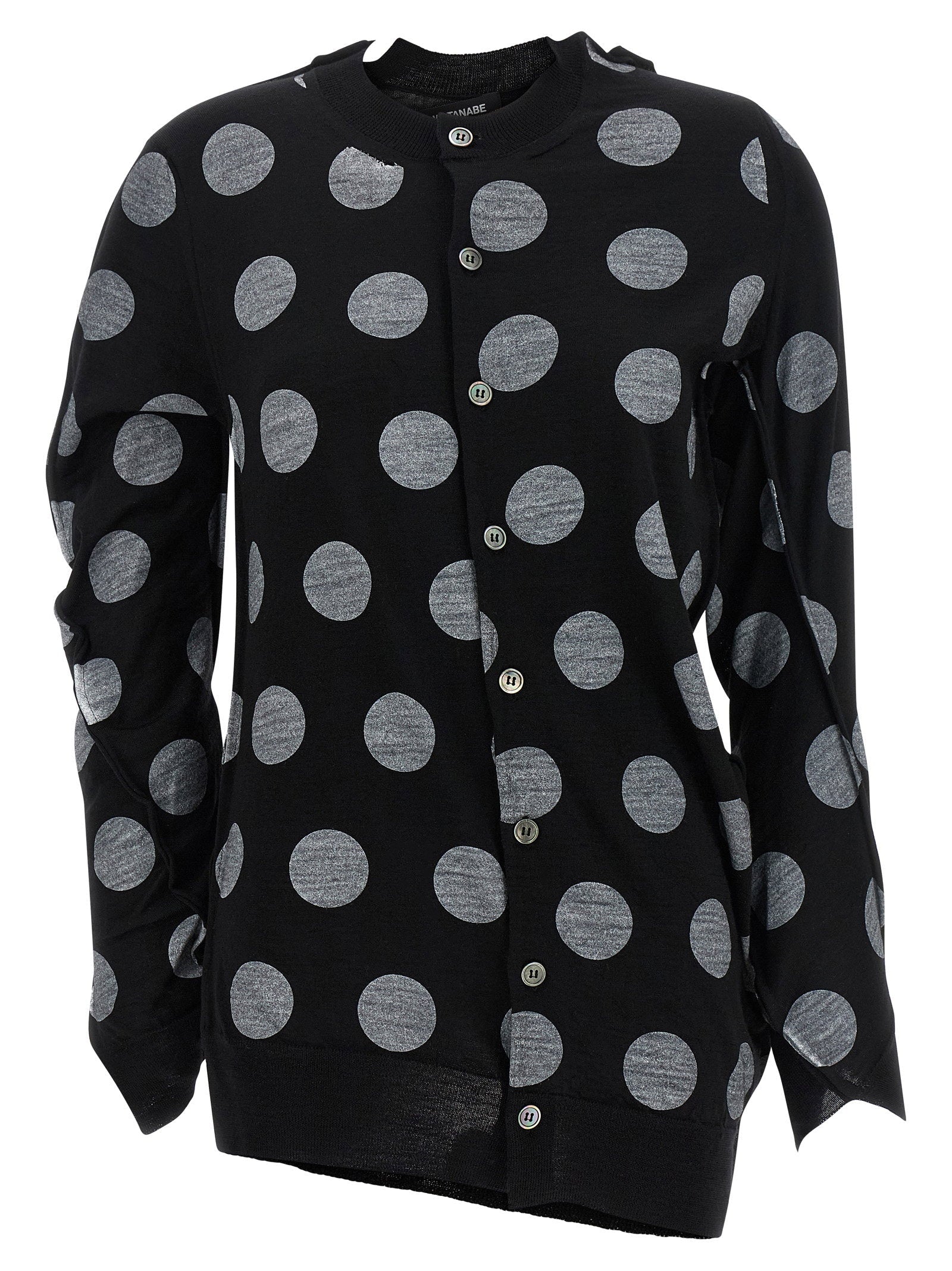 Junya Watanabe Polka Dot Asymmetrical Cardigan — Black
