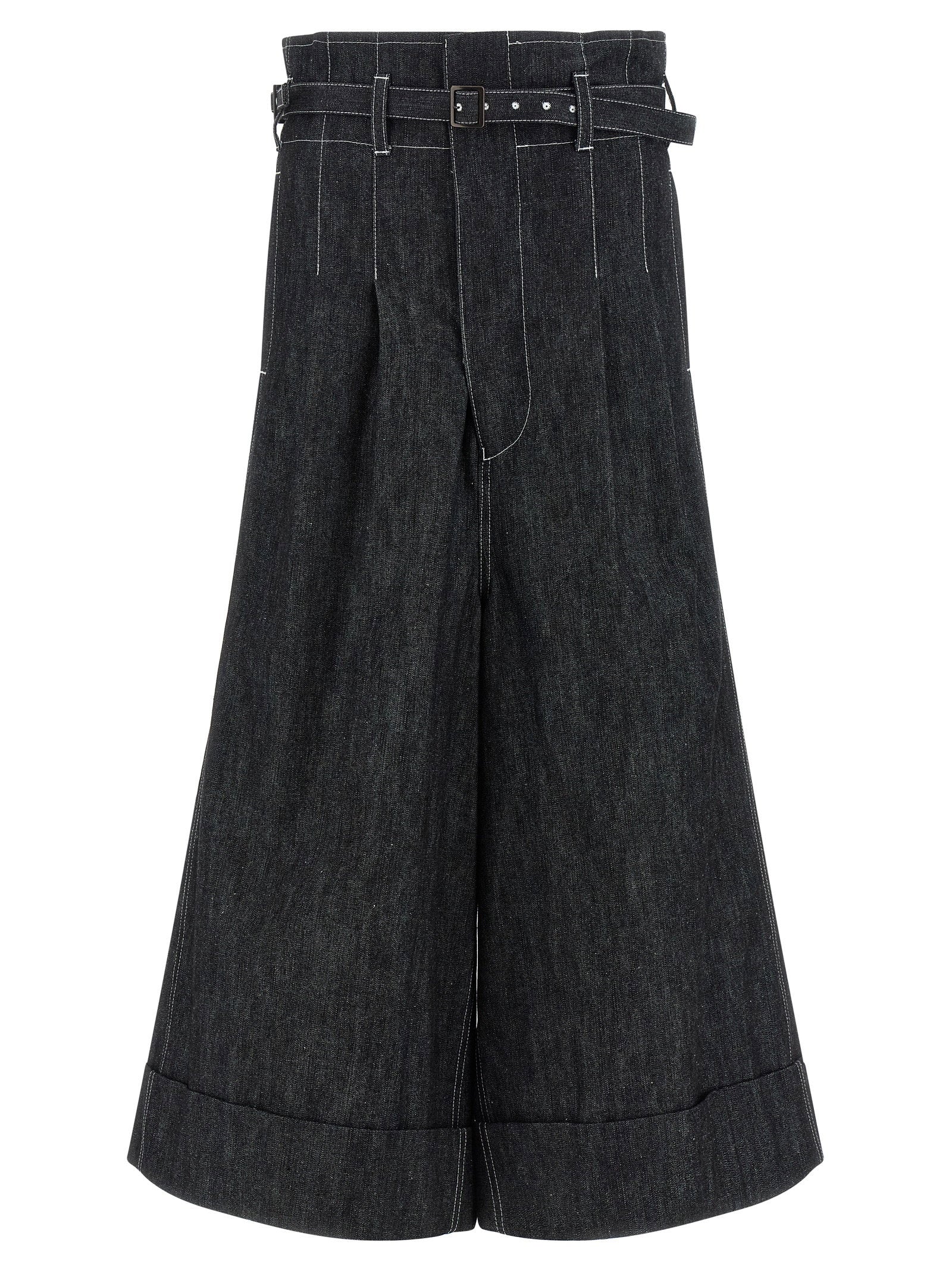 Junya Watanabe High-Waist Wide-Leg Jeans — Black