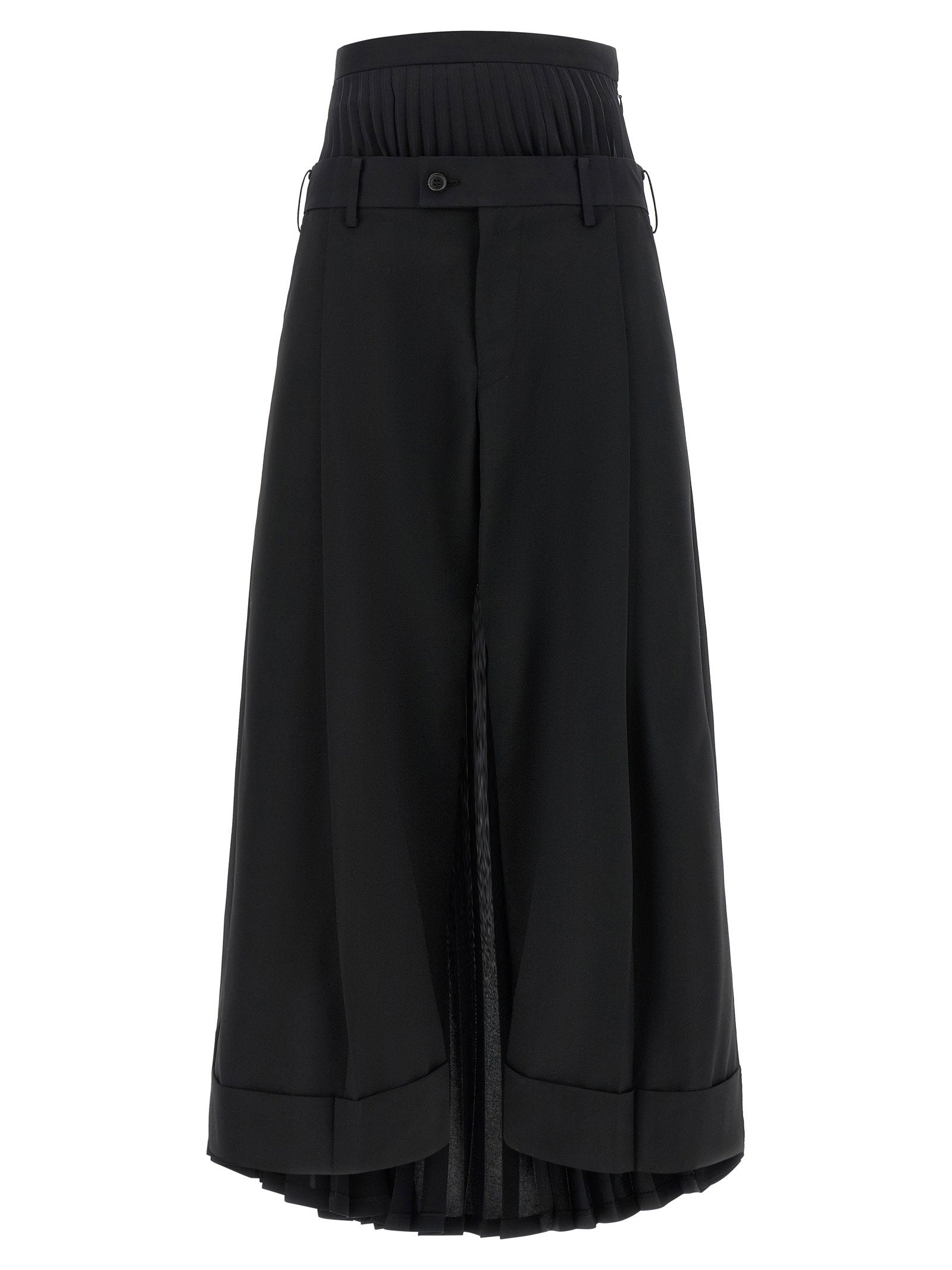Junya Watanabe Wool Blend Pleated Trousers — Black