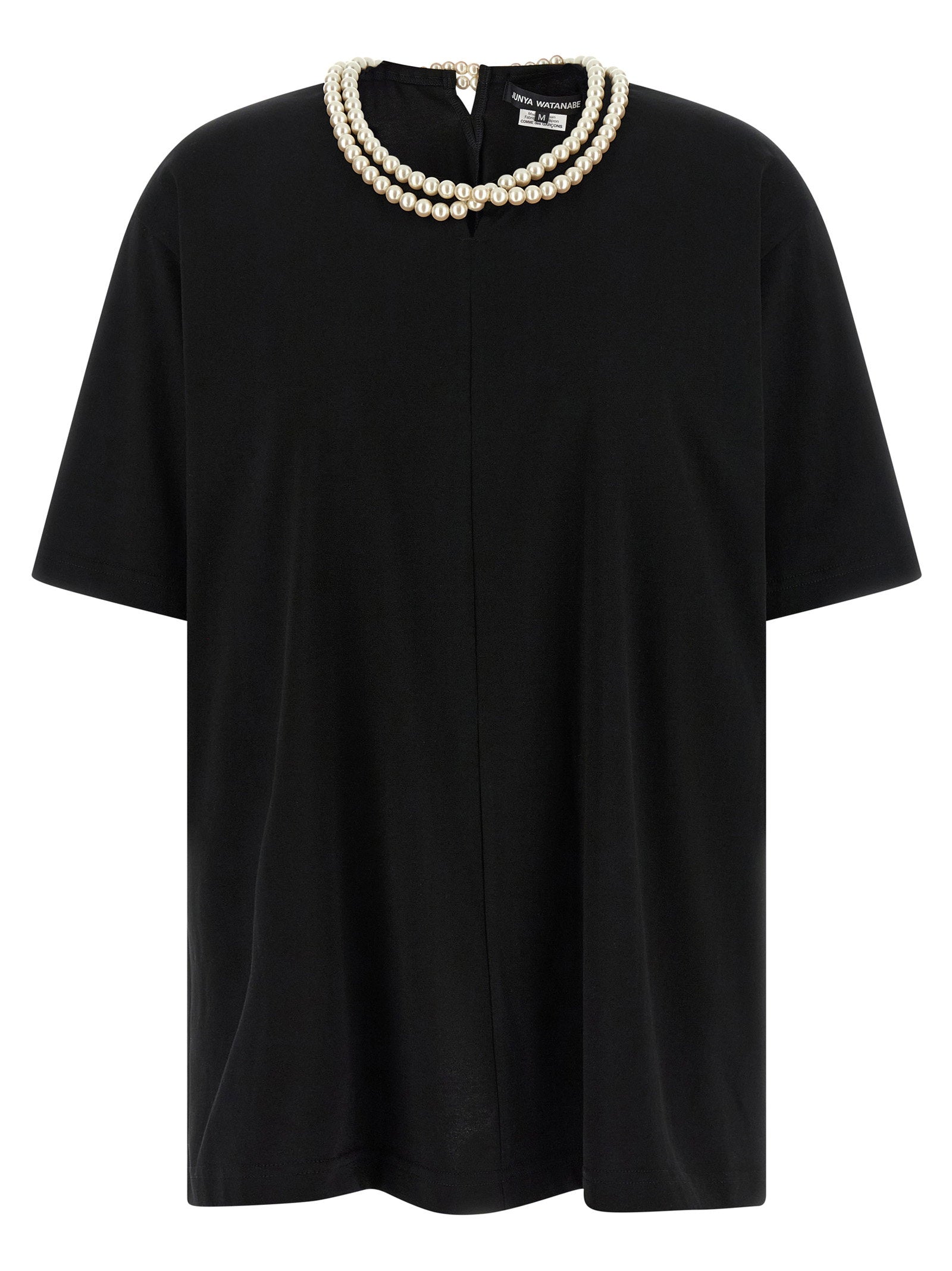 Junya Watanabe Pearl-Trimmed Crew Neck T-shirt — Black