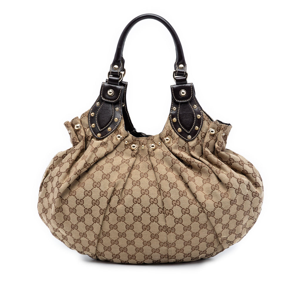 GG Canvas Studded Pelham Hobo Bag