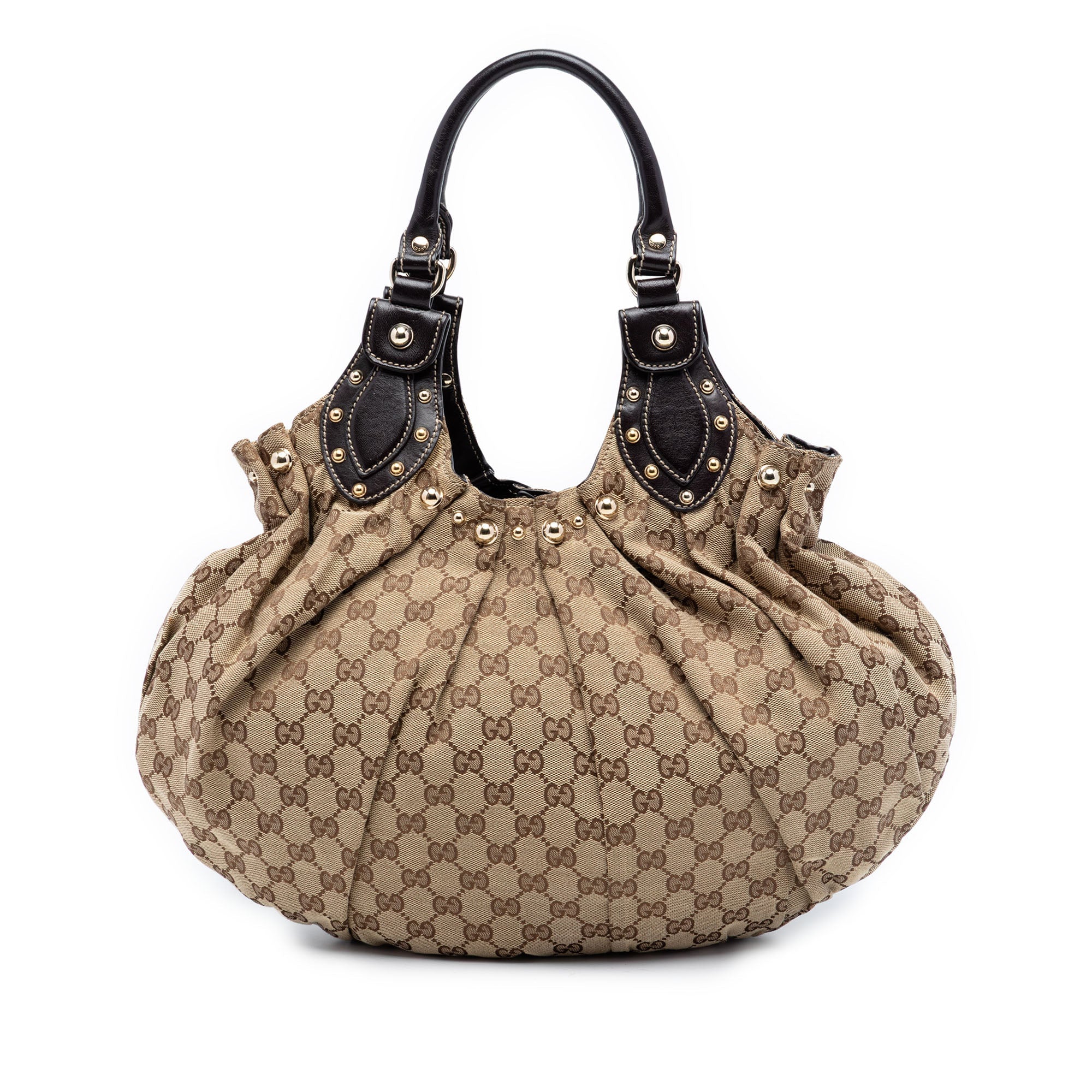 GG Canvas Studded Pelham Hobo Bag