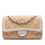 Medium Classic Canvas Lambskin Trimmed Double Flap