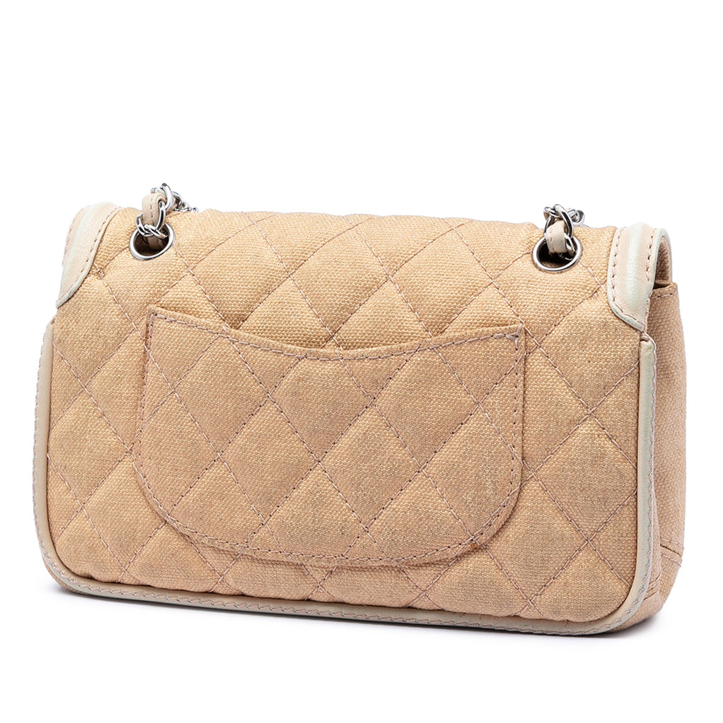 Medium Classic Canvas Lambskin Trimmed Double Flap