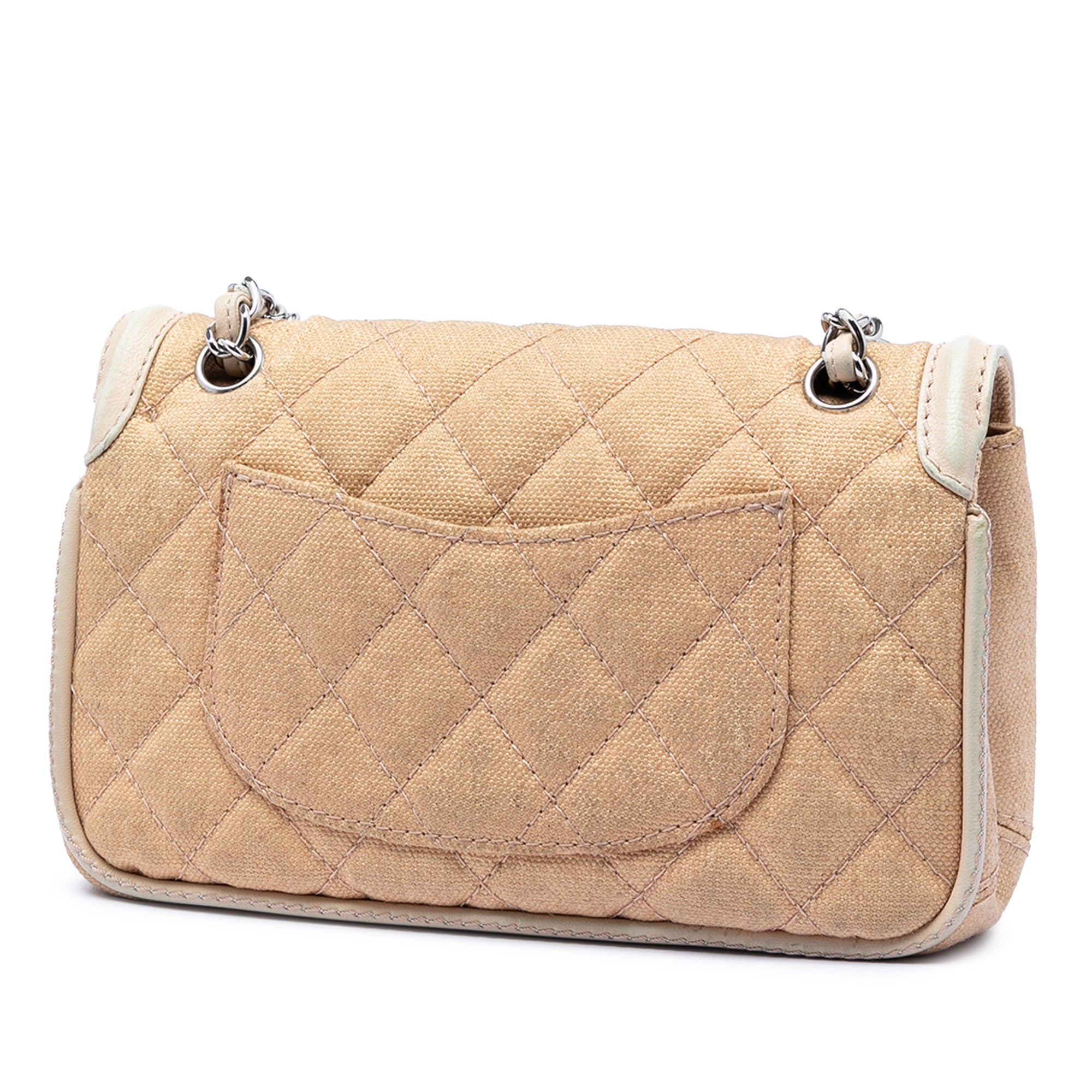 Medium Classic Canvas Lambskin Trimmed Double Flap