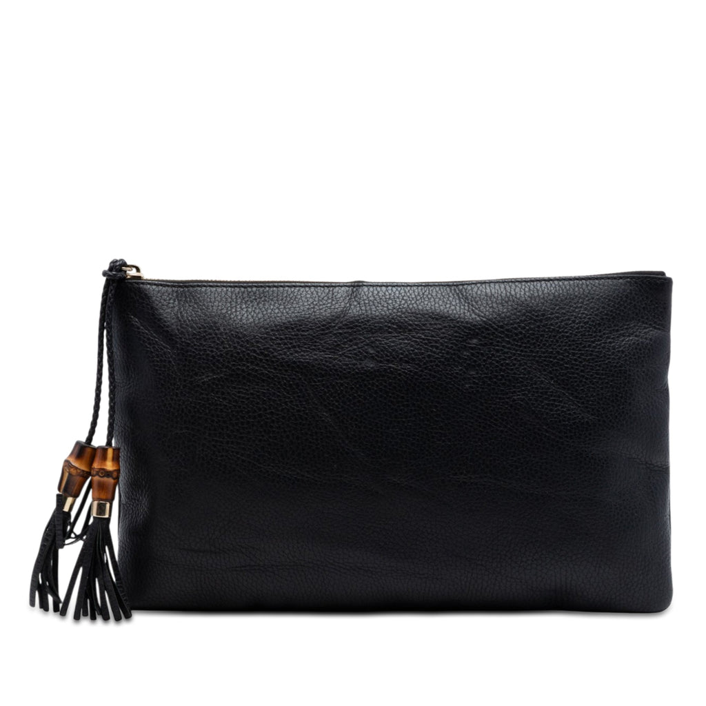 Calfskin Bamboo Tassel Clutch