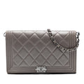 Quilted Metallic Lambskin Boy Clutch On Chain