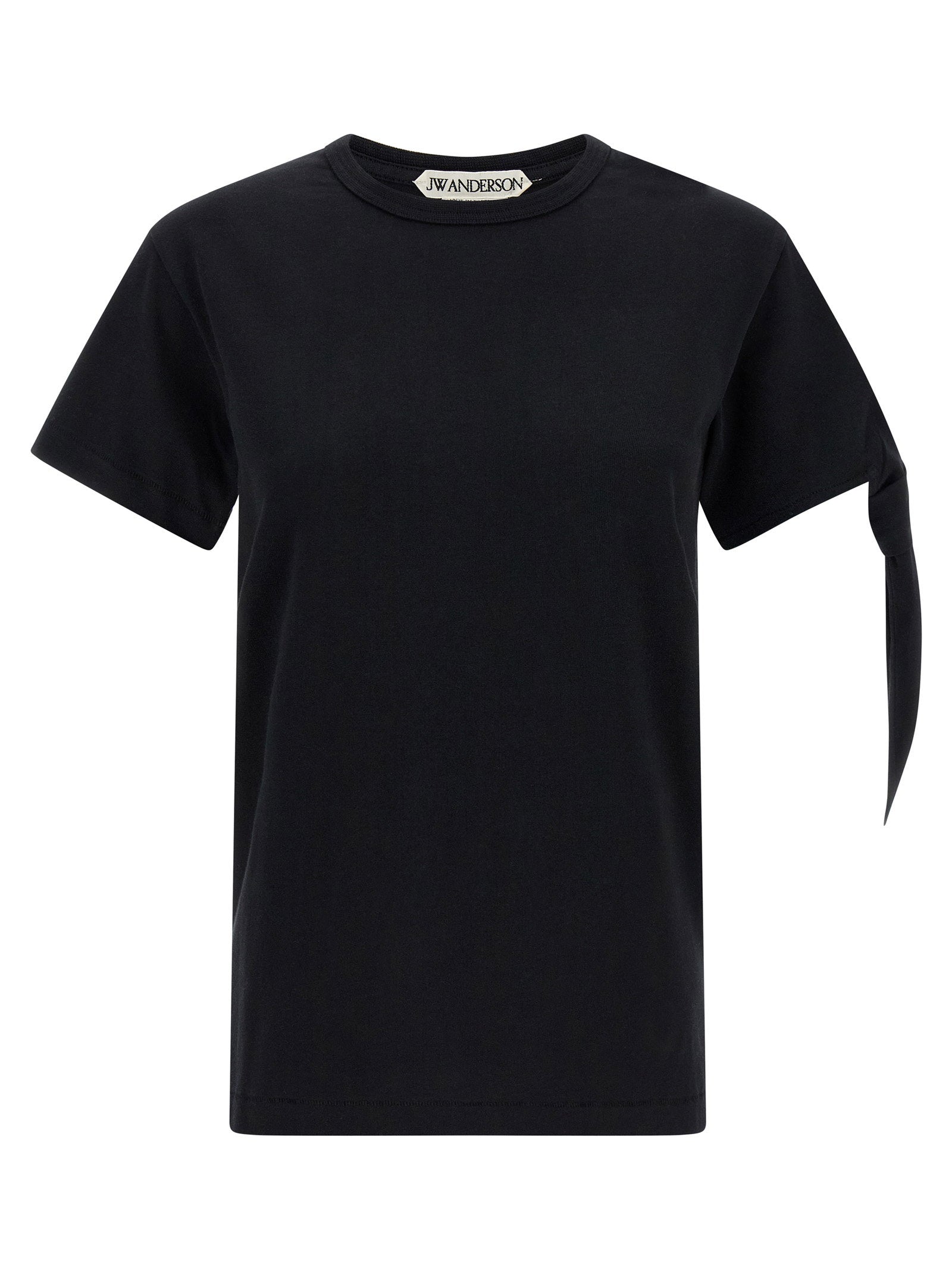 J.w.anderson Cotton Jersey with Knotted Sleeves T-Shirt — Black