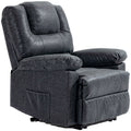 PU Leather Recliner Chair with Footrest Side Pockets Thick Padding, Black