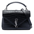 Medium Croc Embossed Leather College Satchel